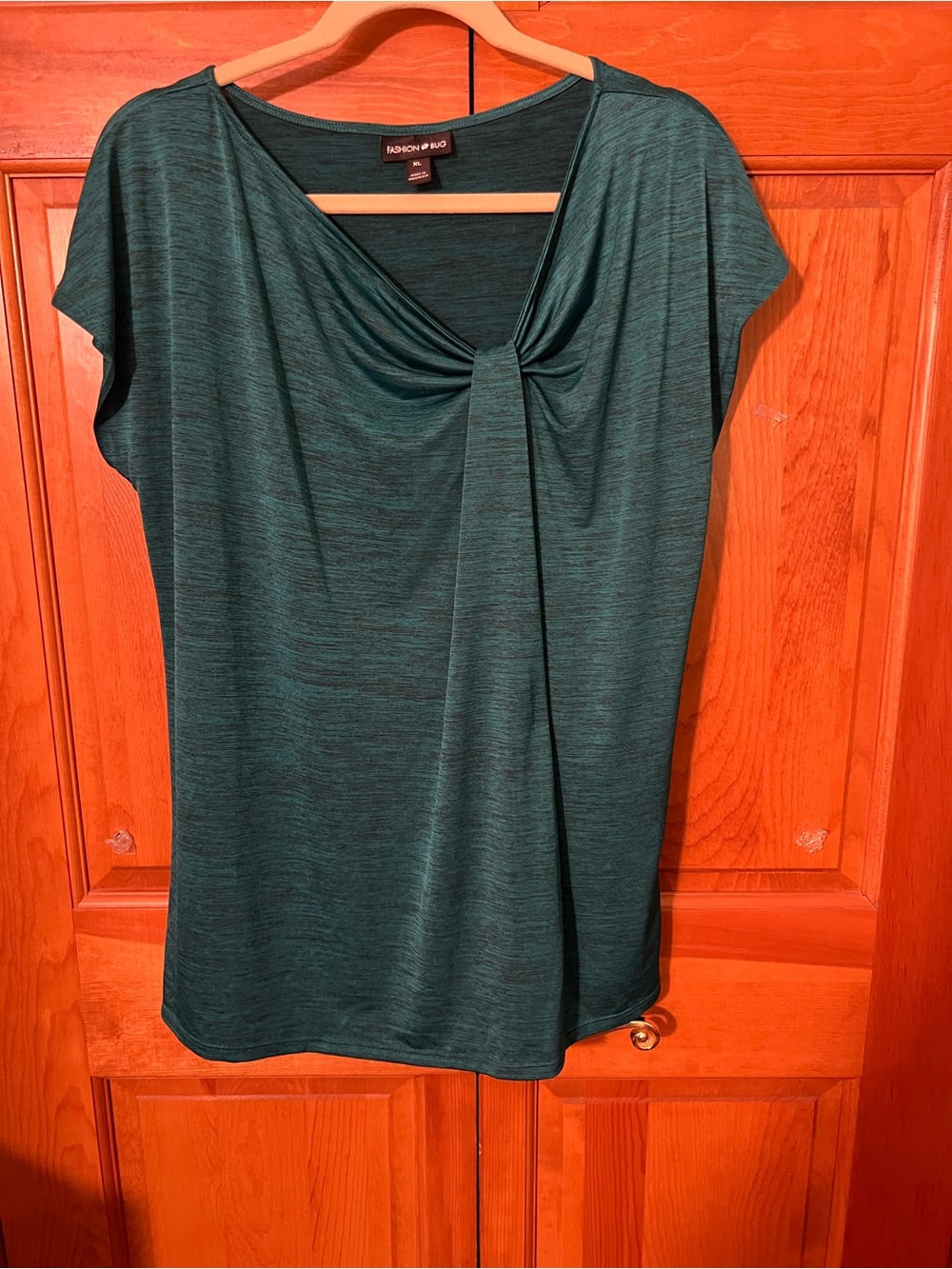 Fashion Bug Teal Twist-Front Short Sleeve Top